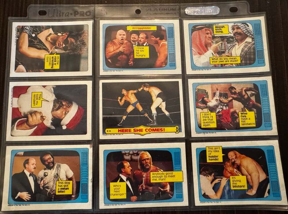 WWF Wrestling Topps 1985 Titan Sports Card Lot - Andre The Giant, Iron Sheik, Ju